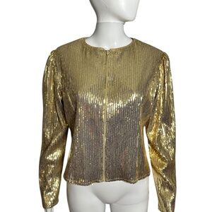 Gold Sequin Women's Zip Top Jacket Party S